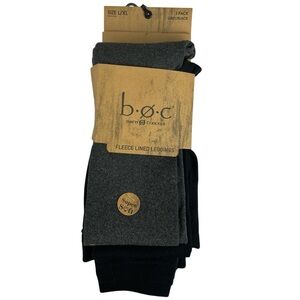 b.o.c. Womens Set of 2 Fleece Lined Leggings Super Soft Grey & Black Size L/XL